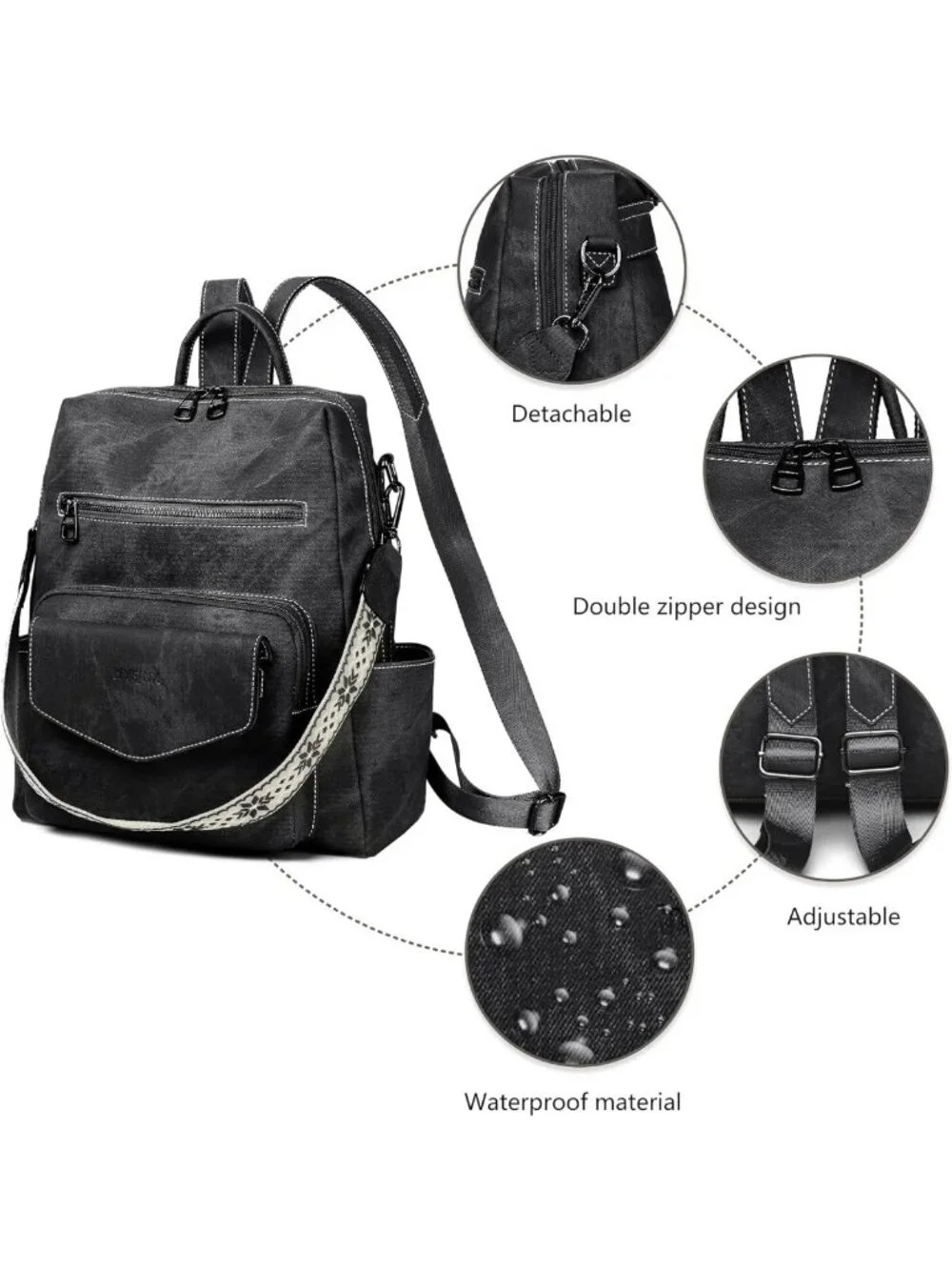 Stylish PU Leather Backpack Purse for Women - Small Travel Handbag & Shoulder